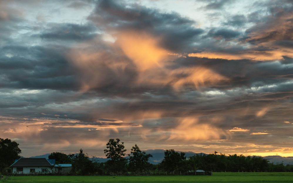An eye catching cloud formation as the light was fading after sunset, Chiang Rai Province