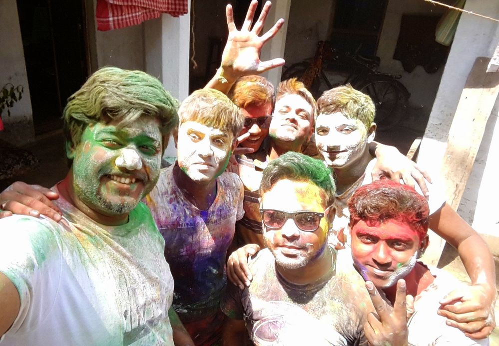 Me and my friends after playing Holi.