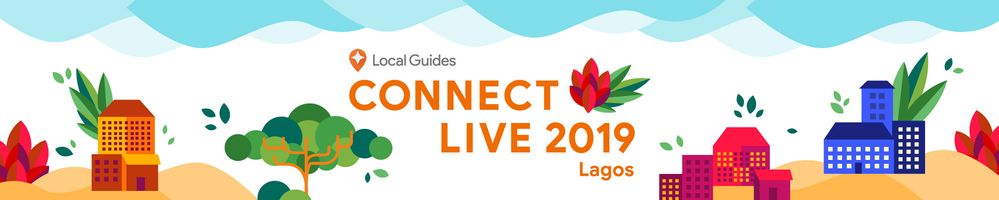 Caption: An illustration that shows buildings, trees, plants, and the words “Connect Live 2019 Lagos” in the center.