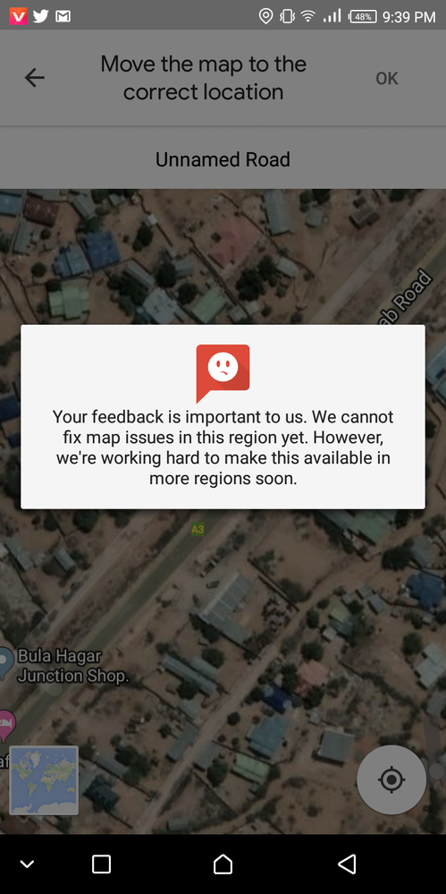 Google maps shows up this errors when adding missing places