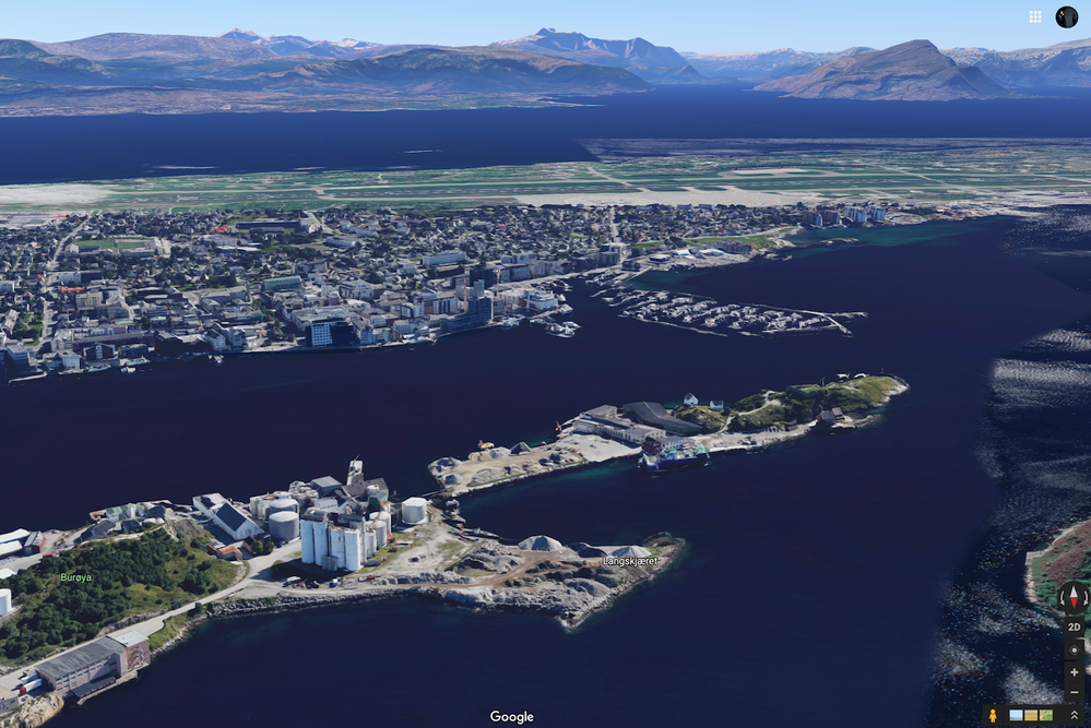 A view of Bodø, Norway in Google Maps - a useful tool to get to know the environment of a recent architectural project