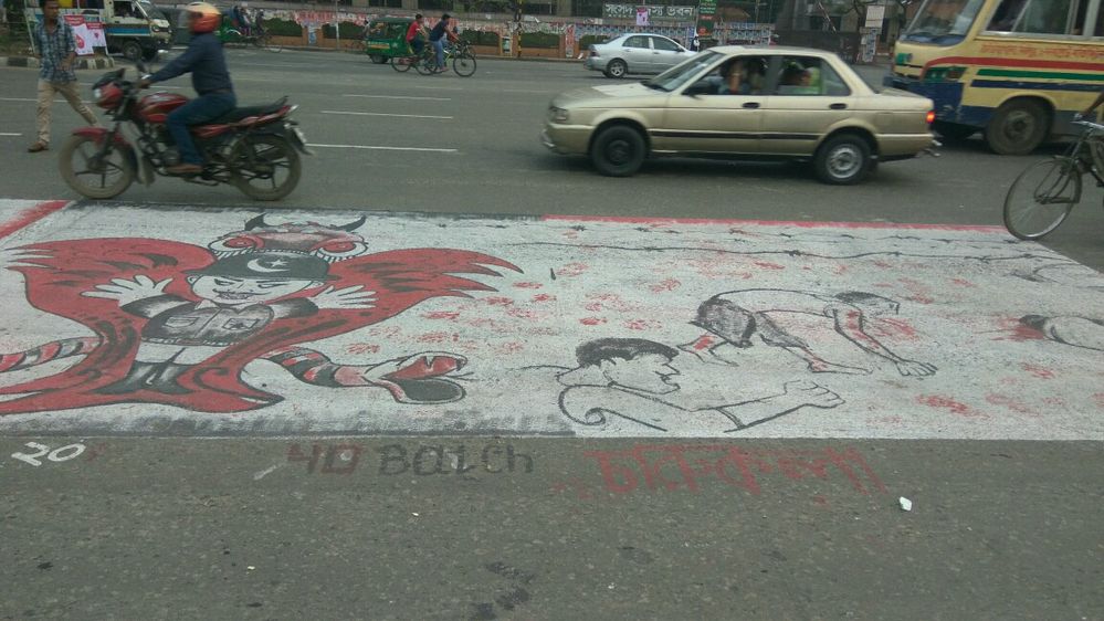 Art on road for Independence Day