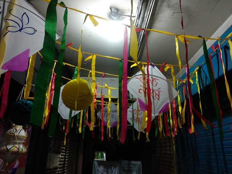 Bengali New Year decoration in front of a shop