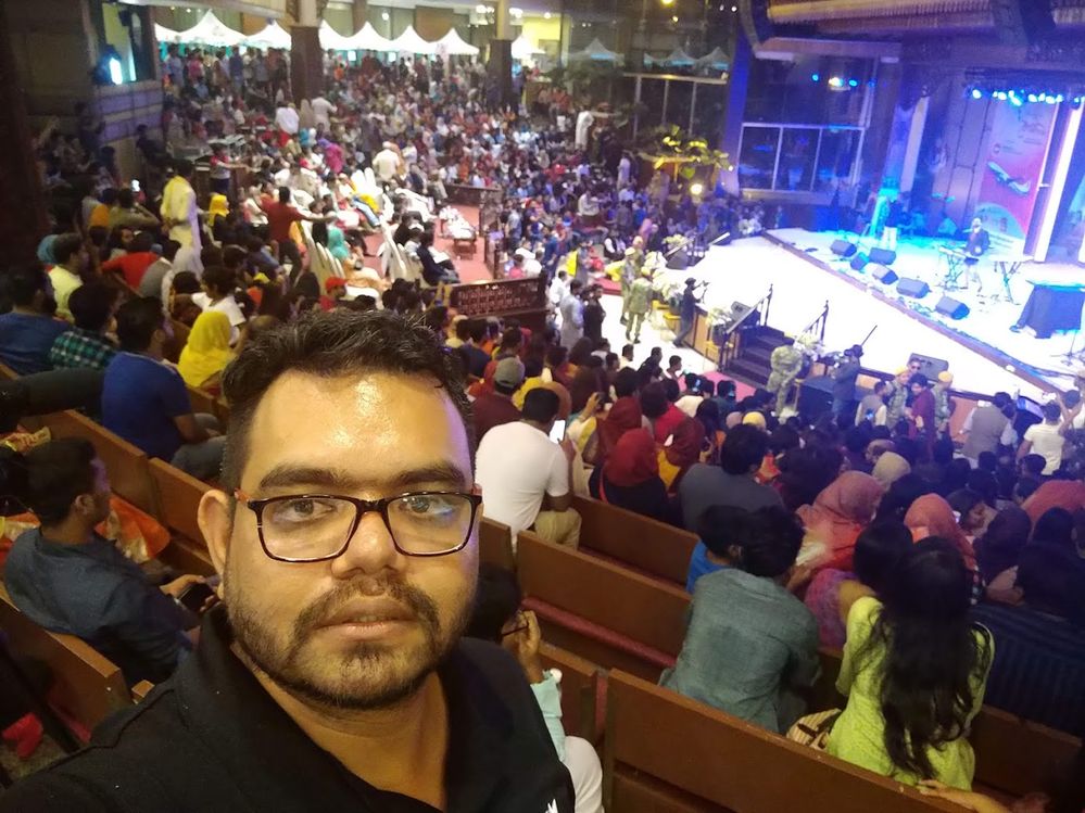 Selfie with the houseful audience. Bangladeshi Celebrity  Habib Wahid performing on the Stage. He came from Bangladesh to perform this event.
