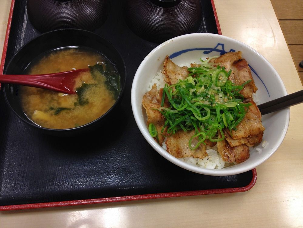 Some great Miso Soup and Pepper Pork Rice in Tokyo, Japan