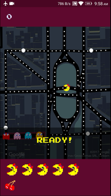 The start screen of pac-man game