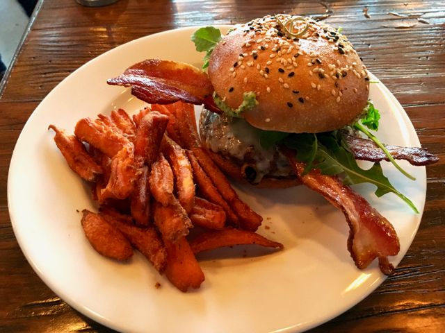 My Argentinian burger with shared sweet potato fries.