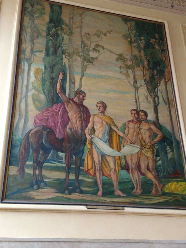 When's the last time you saw a 12 foot high painting of a centaur? Dittrich Museum of Medical History. The scene is Cheiron speaking to Askleplios teaching about medicine.