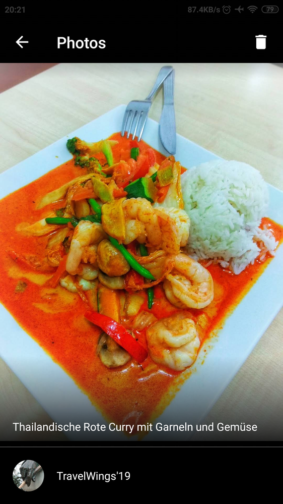 Thai Prawns curry with rice in Bao Han