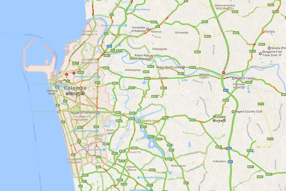 Real-time traffic on Google Maps