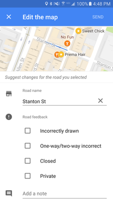 Send feedback about a road segment