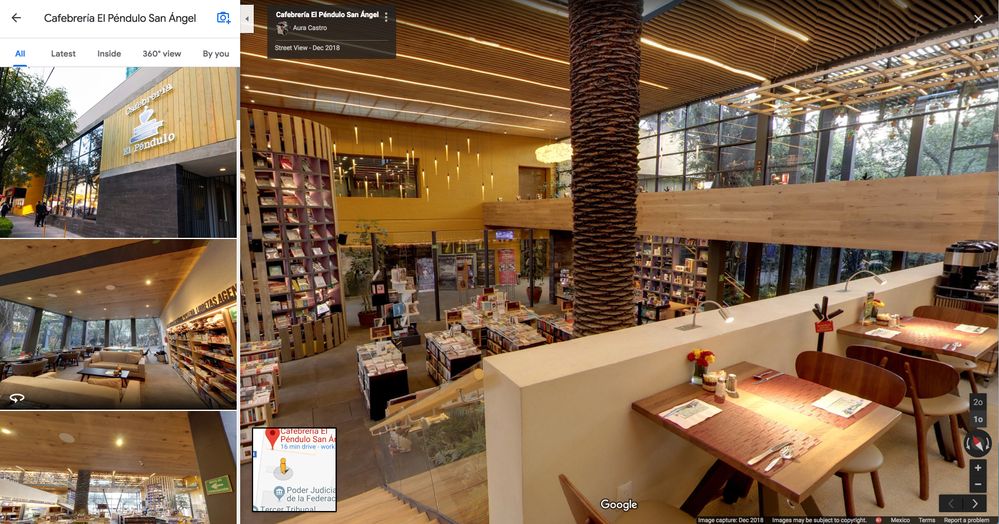 Google Maps' screenshot that shows virtual tour interface of a bookstore. See the full expereince: https://goo.gl/maps/1NQZaHLDSGt7bDqS9