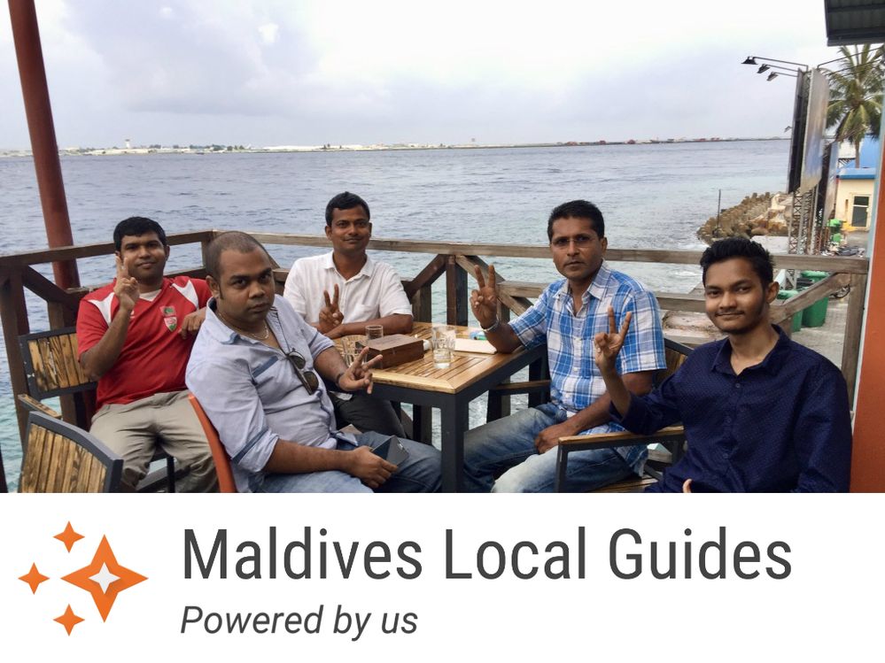 Maldives Local Guides Meetup at SeaHouse Cafe' (In the background you can see Velana International airport which is on a small island).