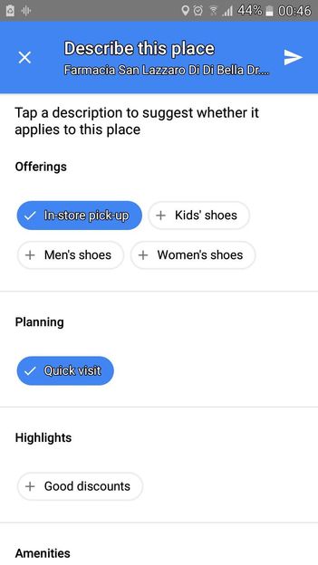 Aggiungere dettagli scheda di Google