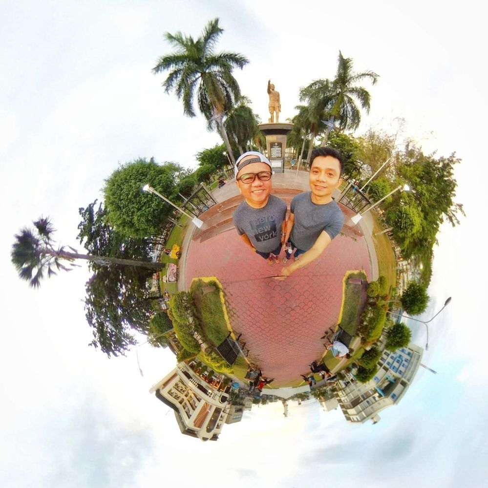 Tiny Planet of the General Santos Shrine, with my supportive partner, PlanetMan, Mars.