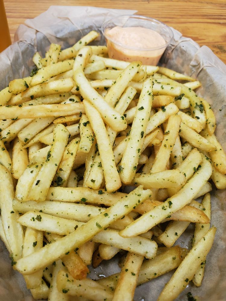 Some of the best fries I've ever had; sage fries at Southern Pacific Brewing