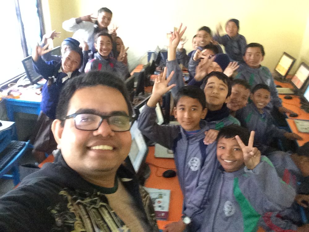 at a Nepali School with students