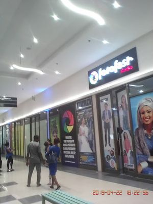 Caption: photo of a stand for one of the brands inside the shopping mall