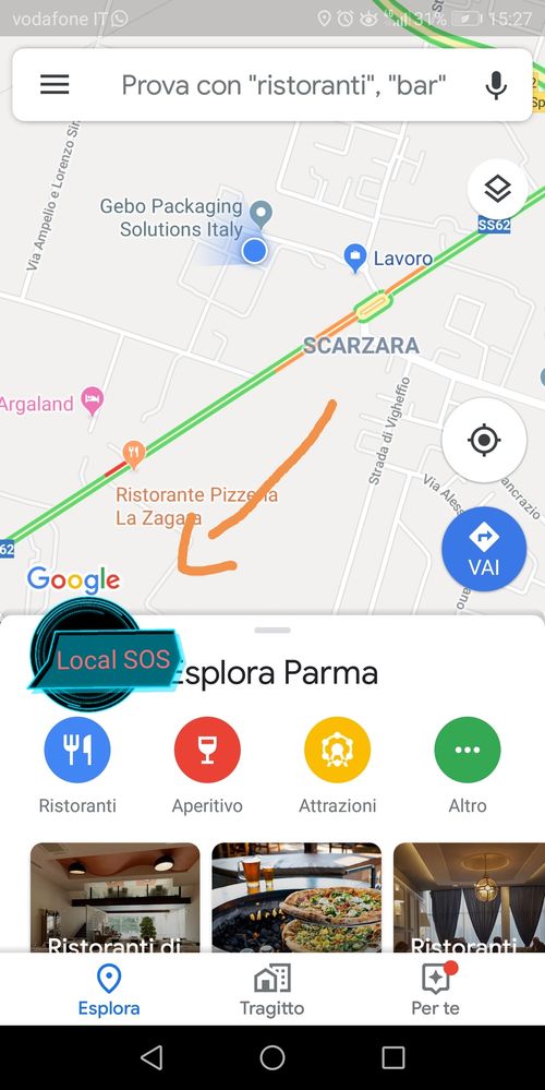 screenhot showing proposal of a specific option  to visaulize the local emergencies points on Google Maps (Local Guide @Giuseppe75)