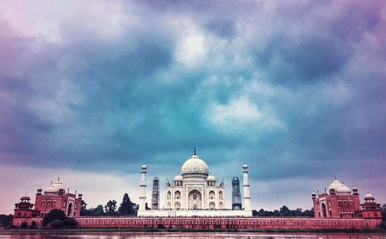Taj Mahal view at Rainy season