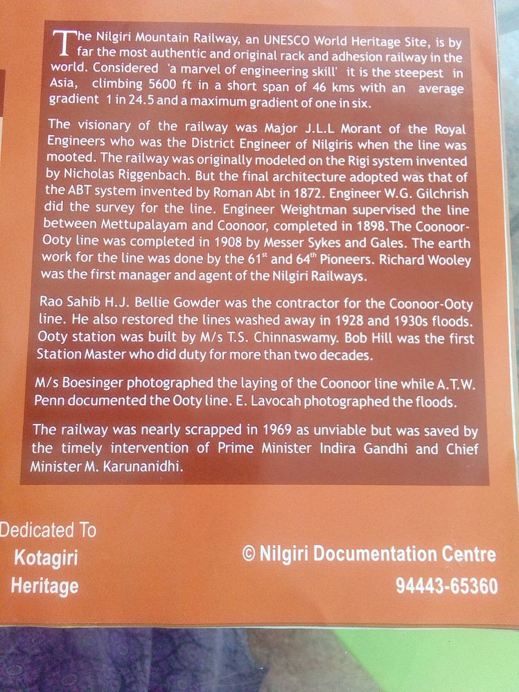 History of Nilgiris Heritage Train