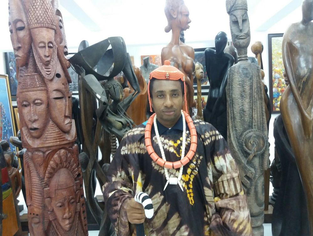 Caption: Photo showing Emeka in a full traditional regalia of a typical Southern Nigerian King