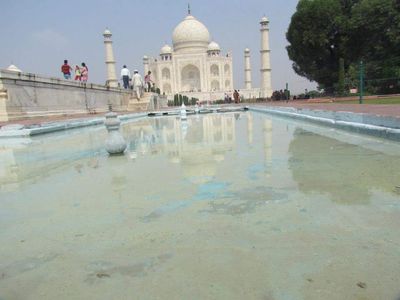 Reflection of the marble structure in the water