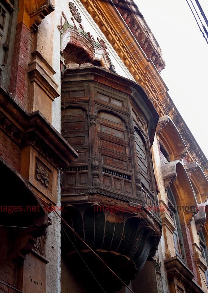 Old buildings in walled City of Lahore.. wooden architecture.