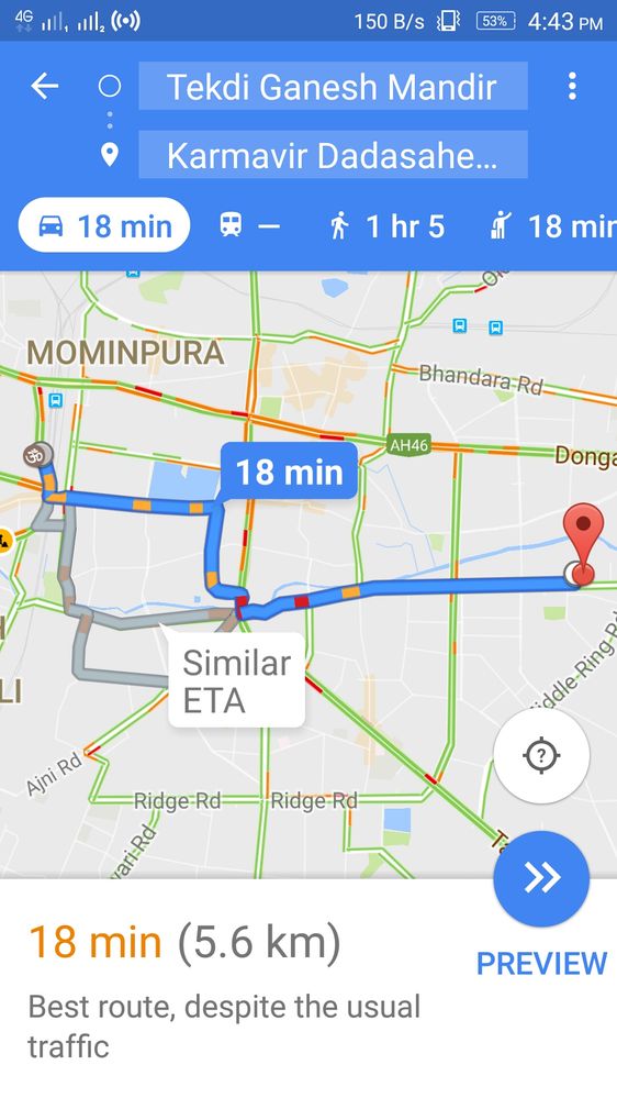 WITH THE HELP OF  GOOGLE MAP I REACH MY DESTINATION WITHIN MINUTES . THANKS GOOGLE