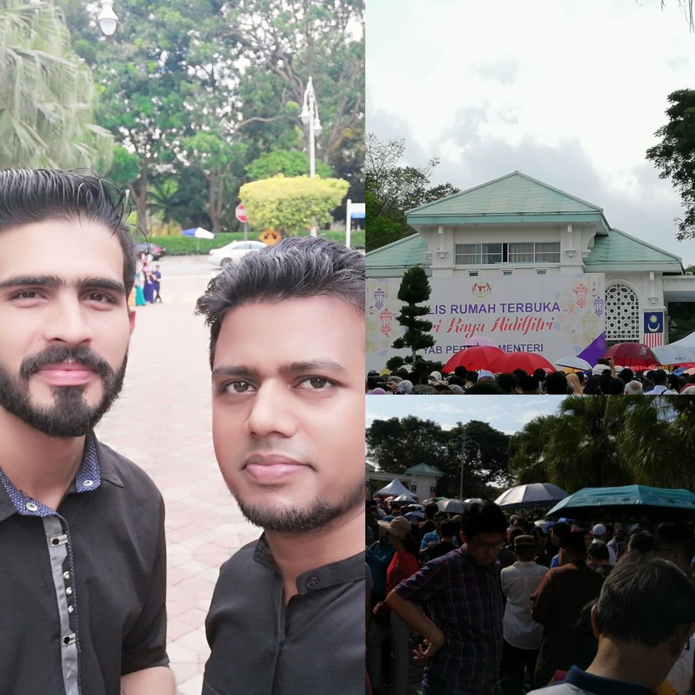saidul karim & Sakib with a huge number of crowd in front of Prime Minister house during Hari Raya open house day.