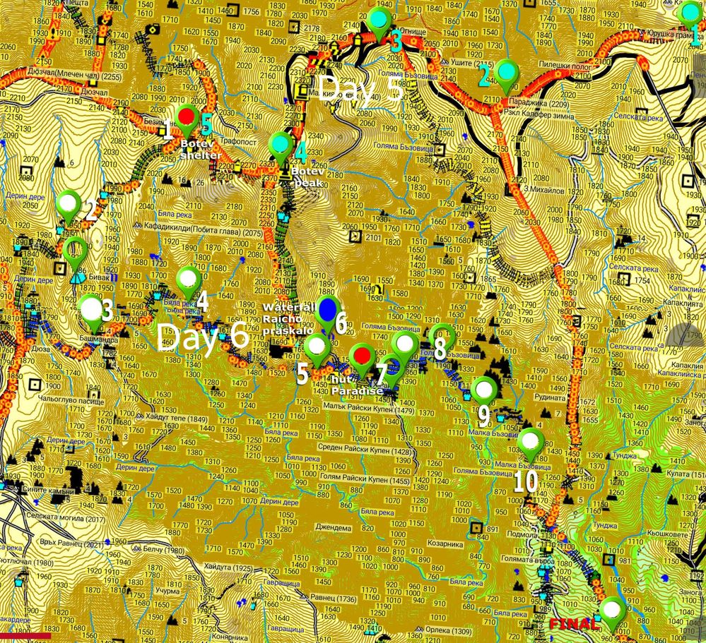 Карта с маршрутите в резервата Северен Джендем и резервата Джендема