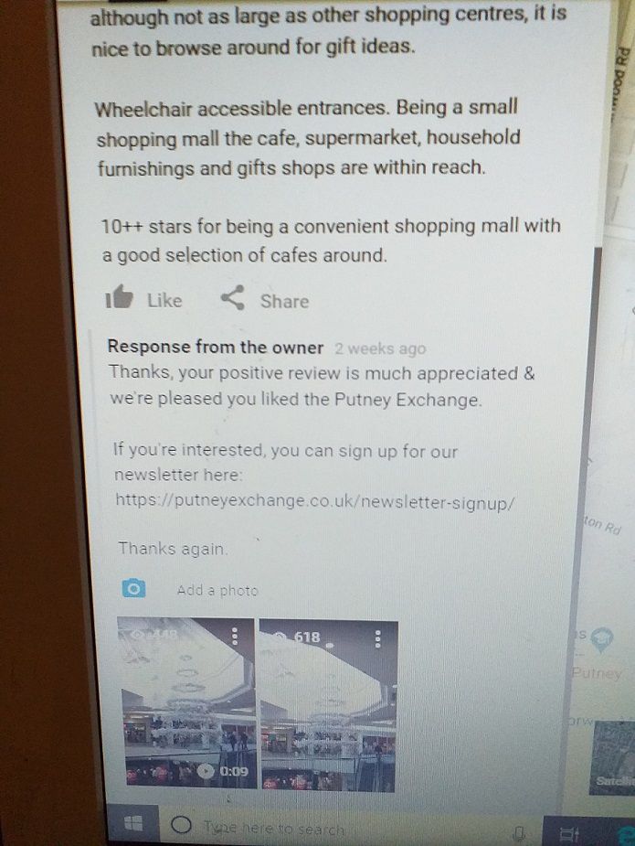 It's really good to know that shopping malls like the Putney Exchange are responsive to making our shopping experience a pleasant one!