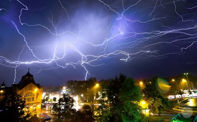 60 minutes multiple exposure thunderstorms over Gödöllő, Hungary, 2016