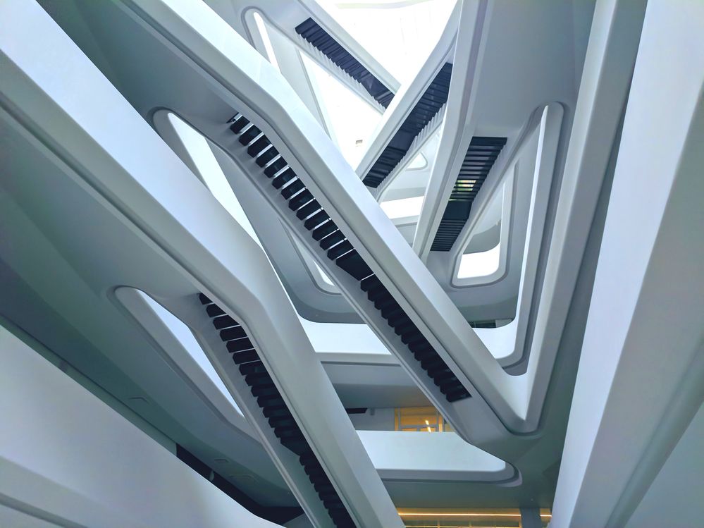 Caption: A photo of the futuristic black and white staircases in Dominion Tower business center in Moscow, Russia. (Local Guide Николай Прокопцев)