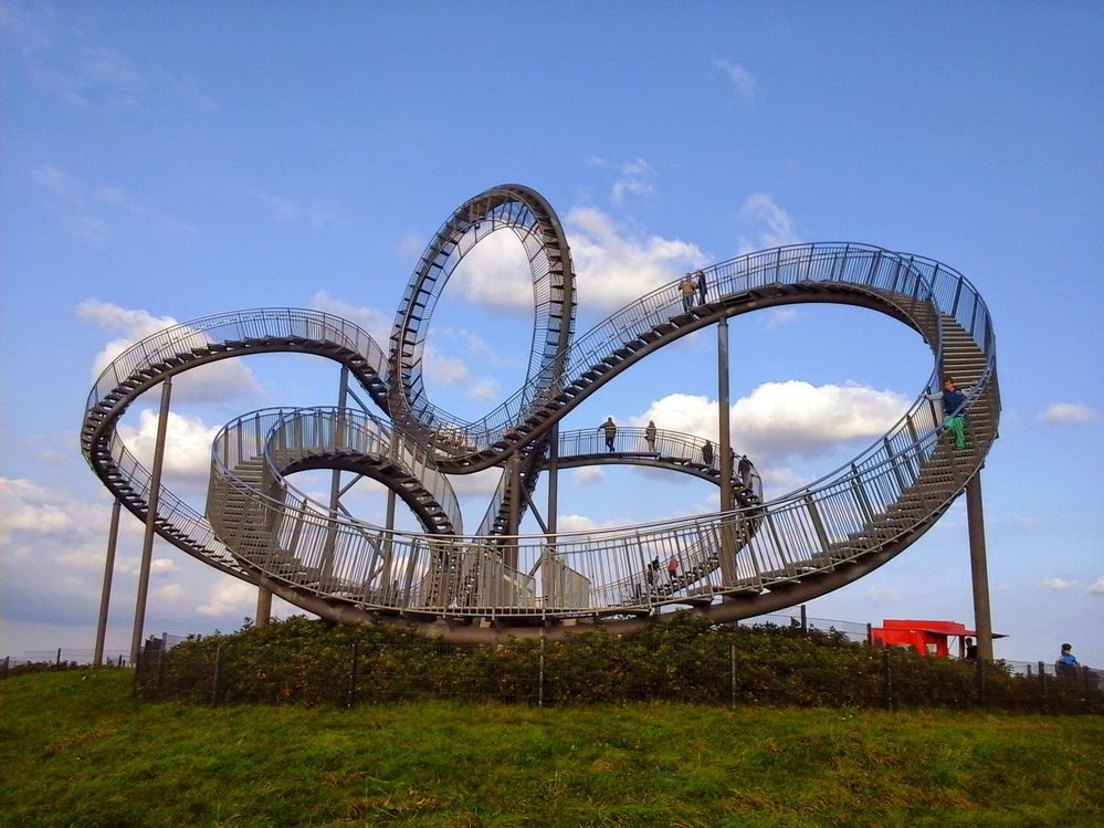 Caption: A photo of the winding Tiger & Turtle steel staircase sculpture in Duisburg, Germany. (Local Guide Dariusz Tetelewski)