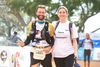 Crossing the finish line of a 100 miles trail race with my girlfriend