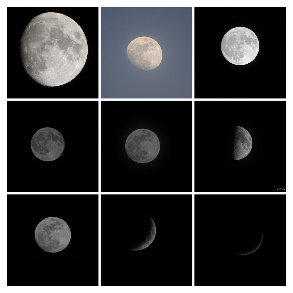Caption: A collage of eight photos showing different phases of the moon. (Local Guide @ermest)