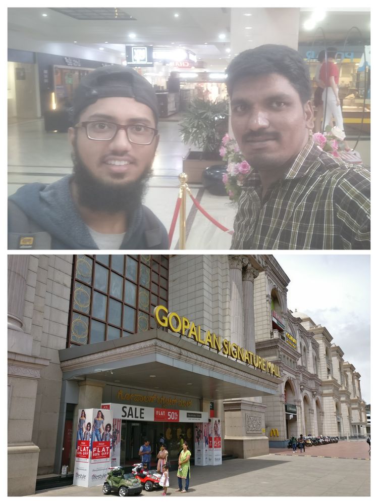 Caption: A selfie of Fazeel Usmani and Srivastav (a Bangalore local guide)  Selfie credits: @Srivastav | Below: Gopalan Signature Mall