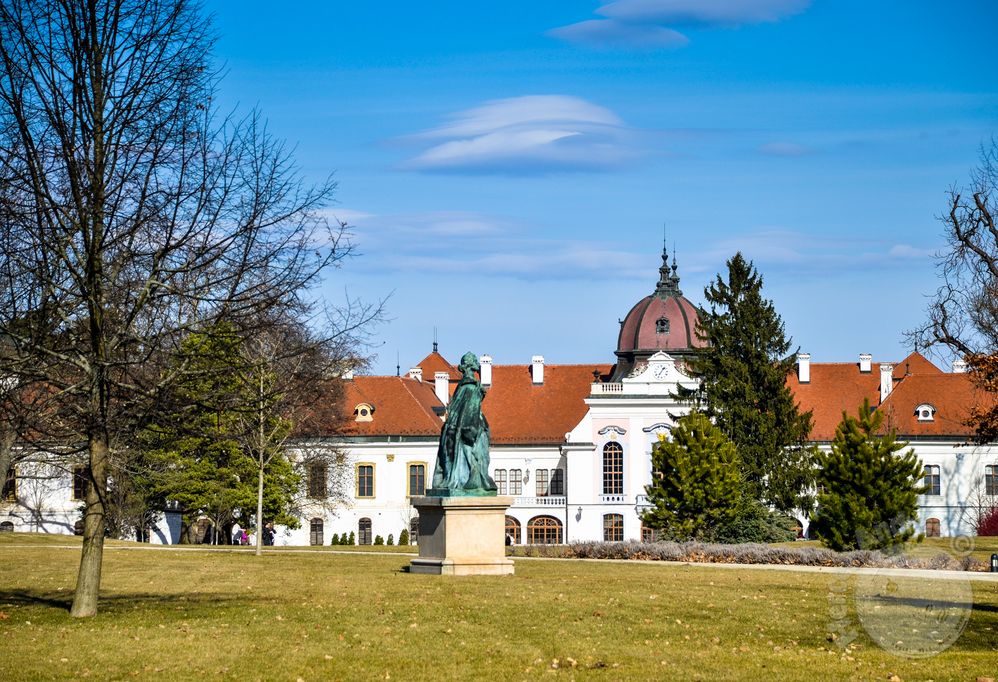 Altocumulus Lenticularis clouds over The royal palace of Gödöllő, Hungary. 2017, March