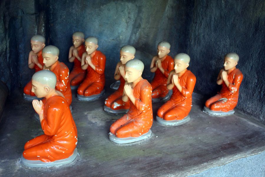 Small statues of Buddha’s disciple or monks