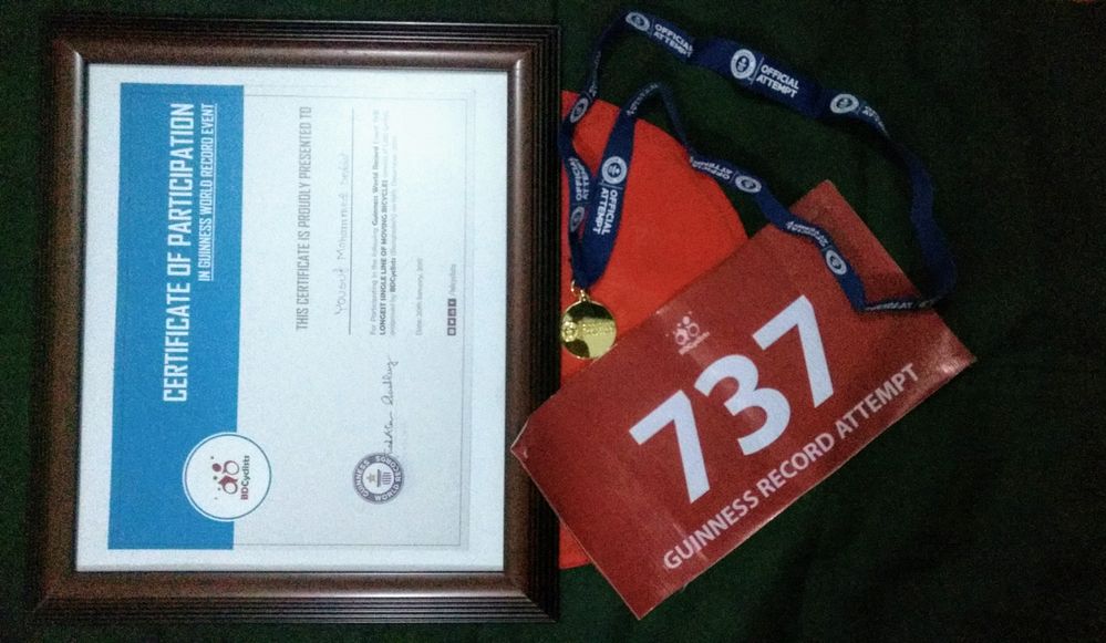 My Bibs, Certificate and Medallion with Flag