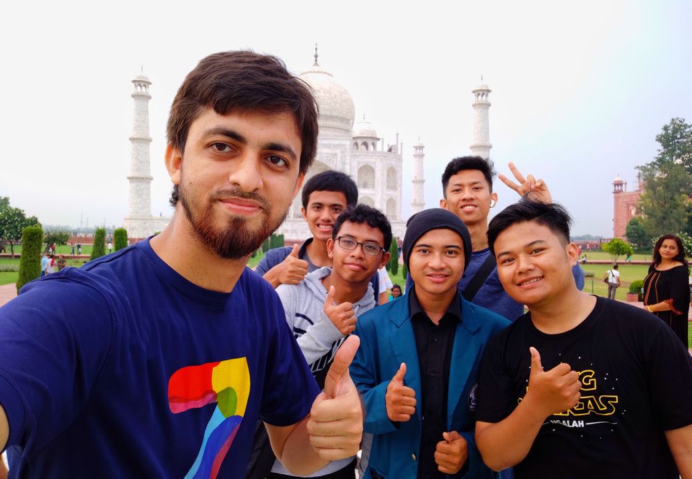 Caption: A picture with Indonesian friends during my Taj Mahal Tour