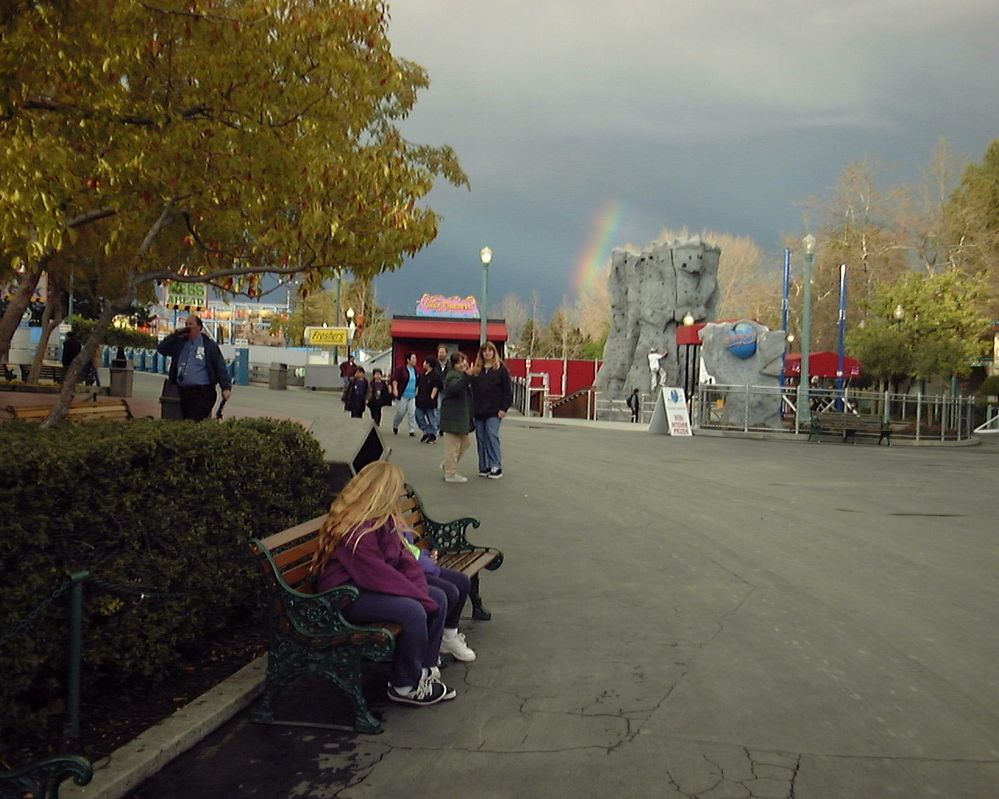 Look!  A rainbow at the amusement park in January!