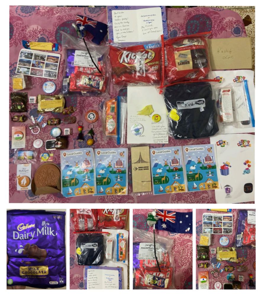 Caption: A collage of several photos showing Connect Live souvenirs and sweets that Local Guide @Kashifmisidia has received. (Local Guide @Kashifmisidia)