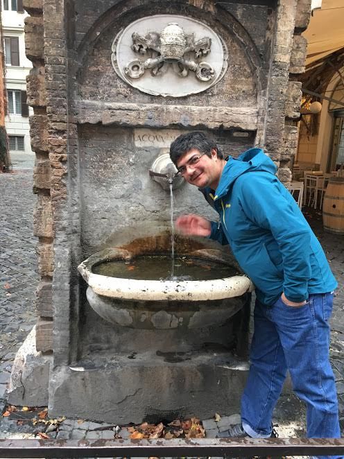 Farid Monti at the drinking fountain