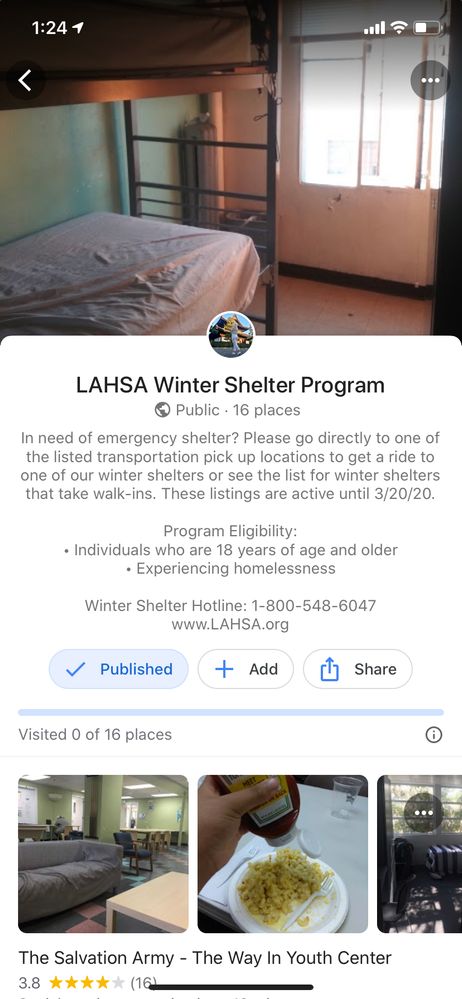 Here's the Google Maps List I created that shows where all the winter shelters are located in Los Angeles