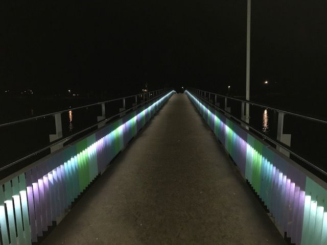 Lights on Kopua Foot bridge, Ragan , New Zealand