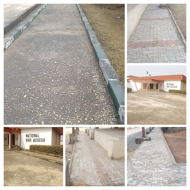caption: A collage of photos showcasing wheelchair accessibility around the National war museum Umuahia.