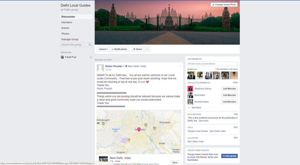 Local Guide Group Page View for Facebook