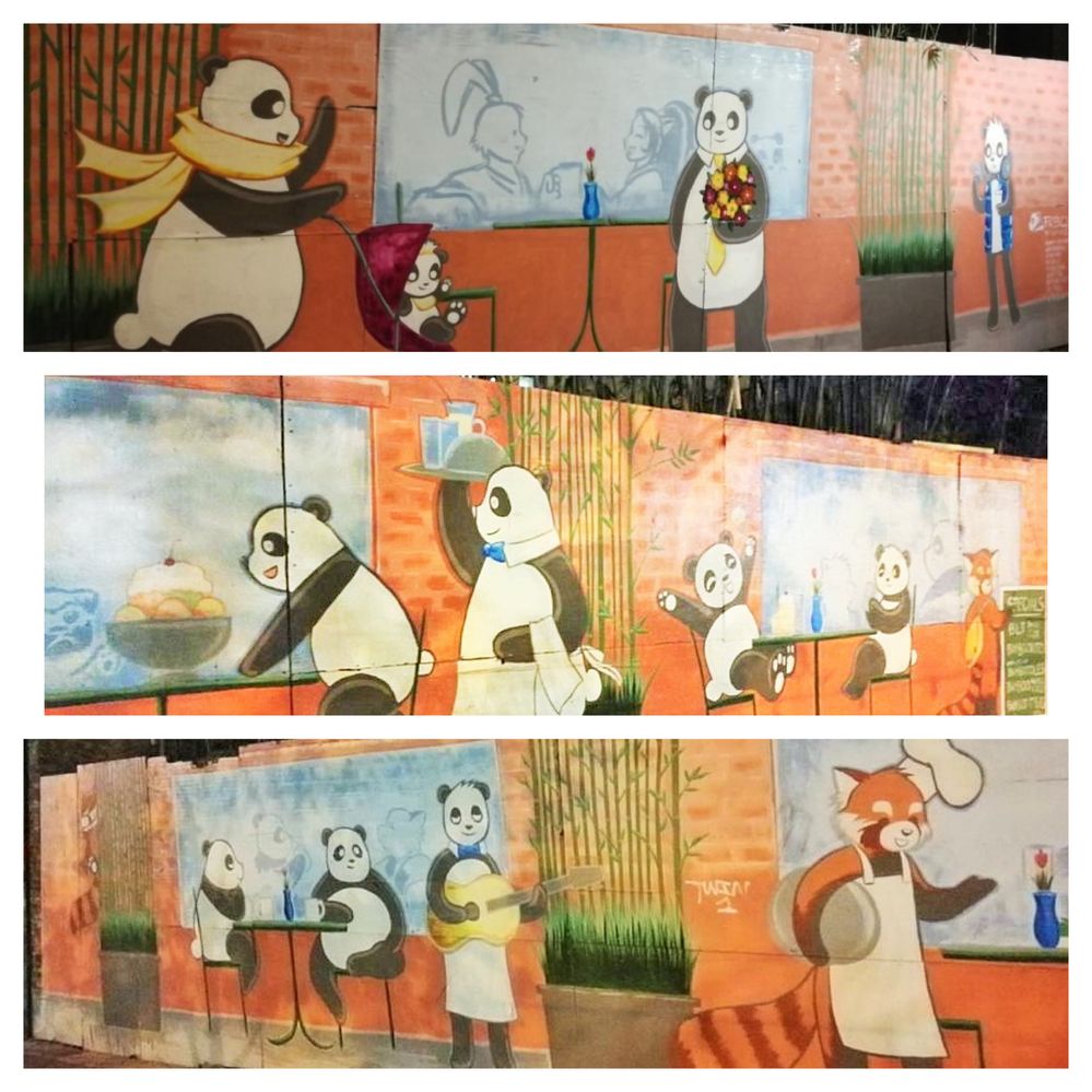 Pandas' mural in San Jose.